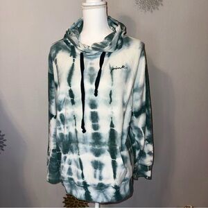 Victoria’s Secret “Pink” Green White Tie-Dye Hoodie‎ Sweatshirt L/S BOHO Lady
